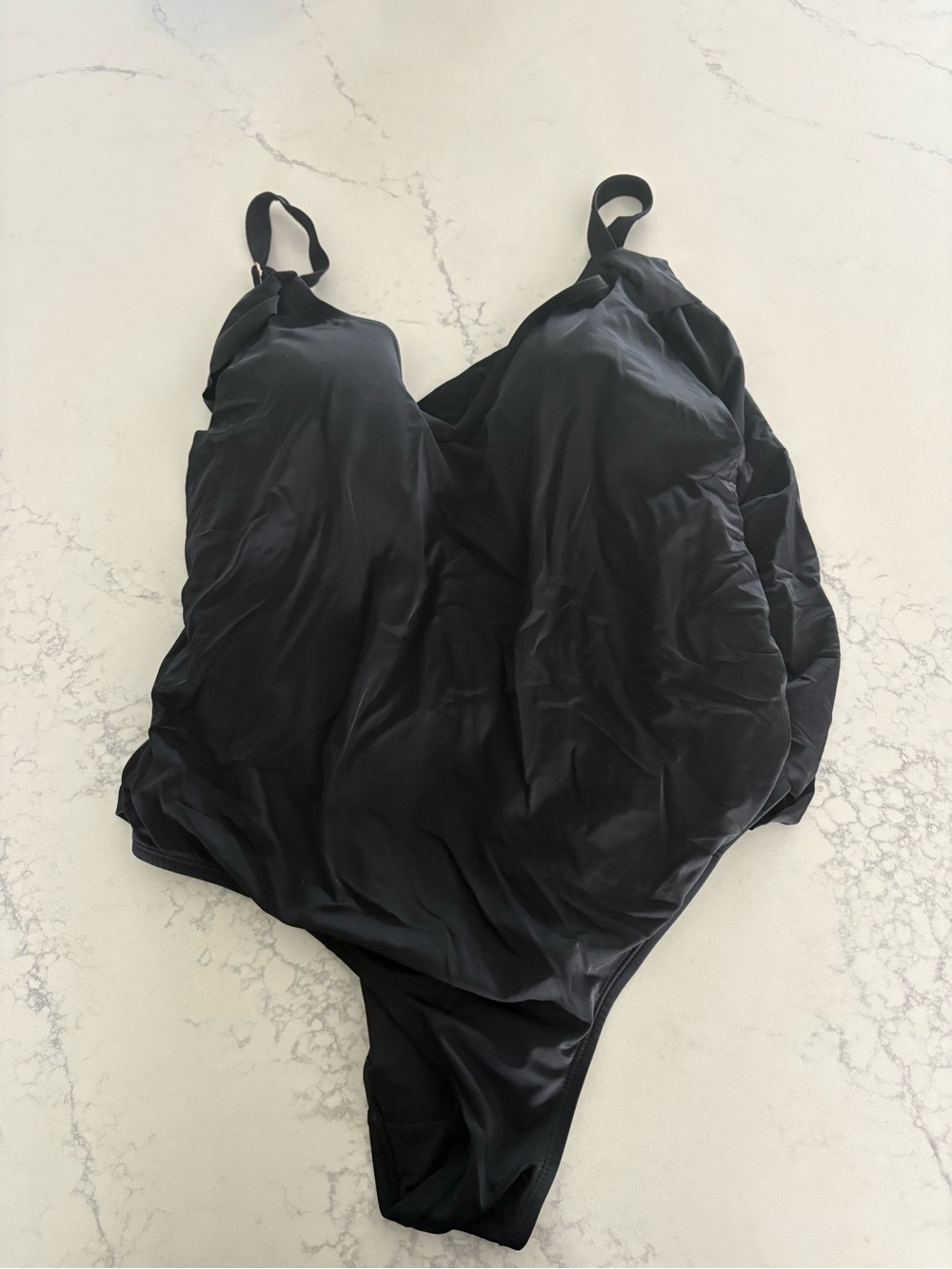 EVRI Black One-Piece Swimsuit with Adjustable Straps and Light Support